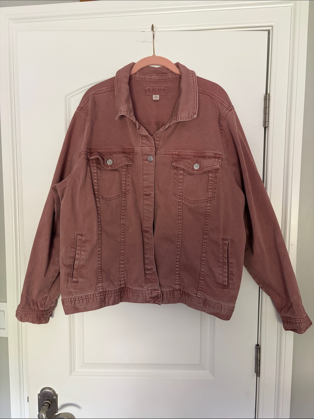 Maurices Washed Rose Oversized Denim Jacket